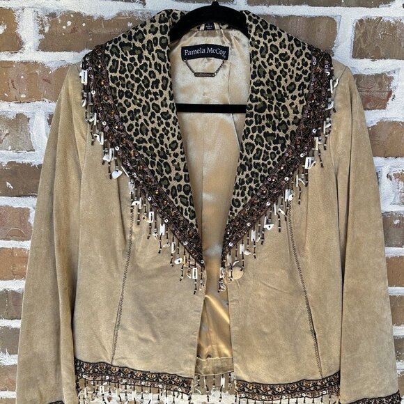 VTG Pamela McCoy‎ Western Jacket Leather Women's Brown Embellished Size S NWT - Picture 3 of 13